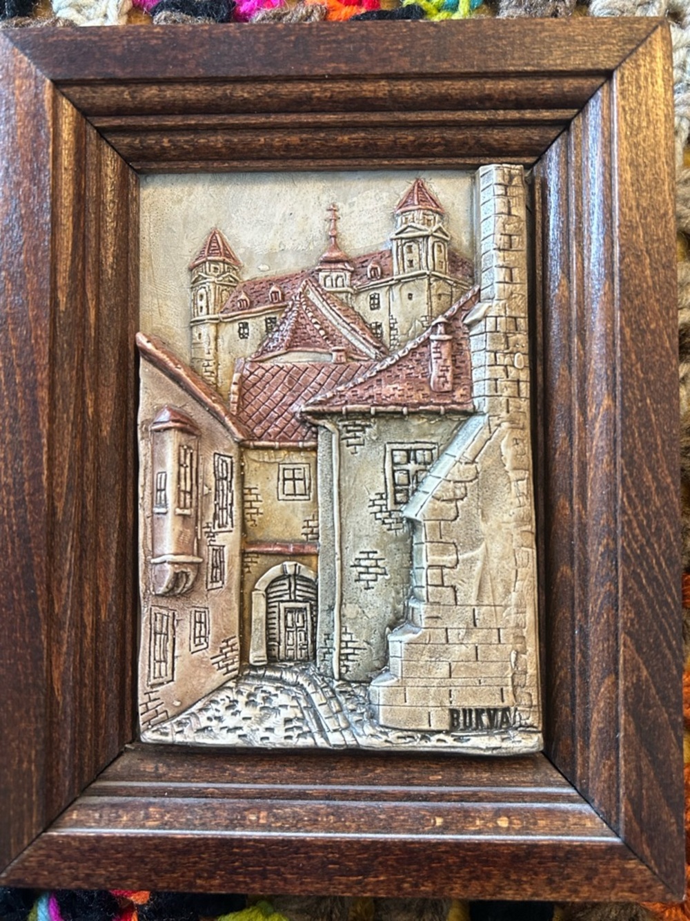 Vintage Igor Bukva plaster relief sculpture from Bratislava, Slovakia